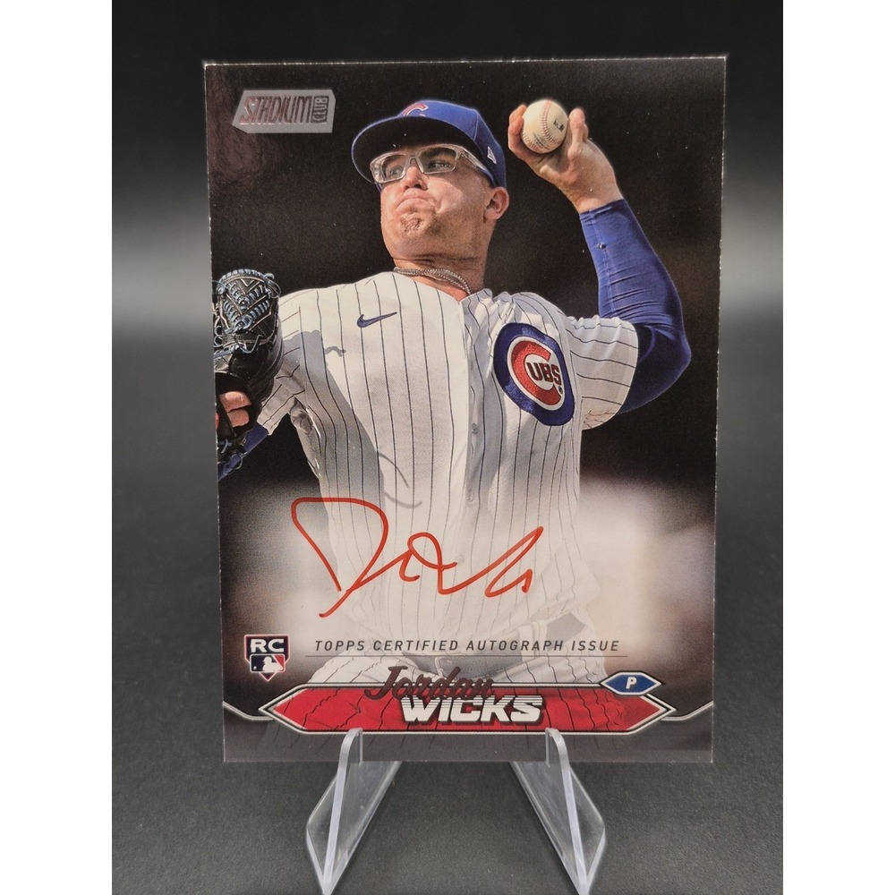 2024 Stadium Club Jordan Wicks SCBA-JWI Black Foil 1/25 RC AU Chicago Cubs